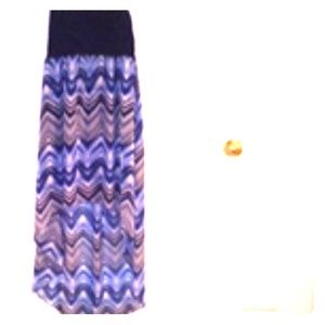 Blue and striped sleeveless halter dress